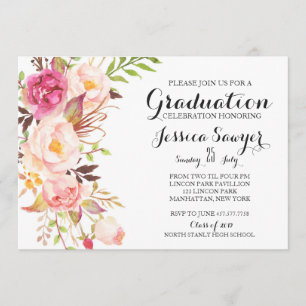 Bohemian Floral Graduation party Invitation