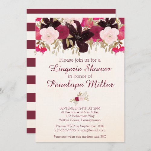 Bohemian Floral Lingerie Shower Invitation