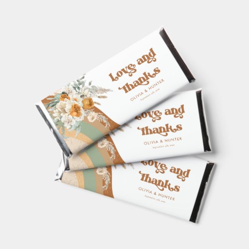  Bohemian Floral Love and Thanks Wedding  Hershey Bar Favors