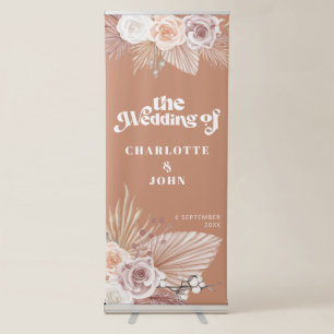 Bohemian Floral Modern Terracotta Wedding Retractable Banner
