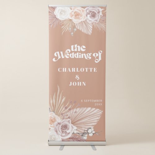 Bohemian Floral Modern Terracotta Wedding Retractable Banner