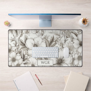 Bohemian Floral Monogram Desk Mat