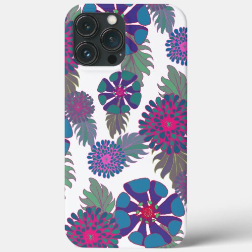 Bohemian Floral Pattern White iPhone 13 Pro Max Case