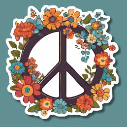 Bohemian Floral Peace Sign Waterproof Sticker