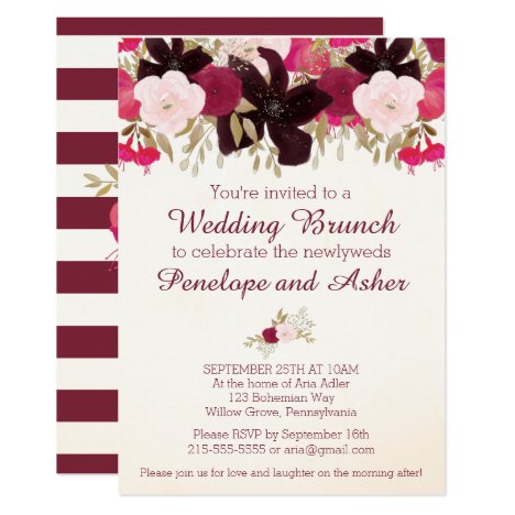 Bohemian Floral Post Wedding Brunch Invitation