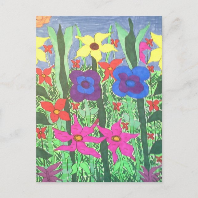 Bohemian Floral Print  Postcard (Front)