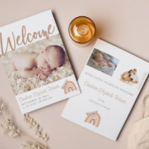 Bohemian Floral Rainbow Photo Birth Announcement