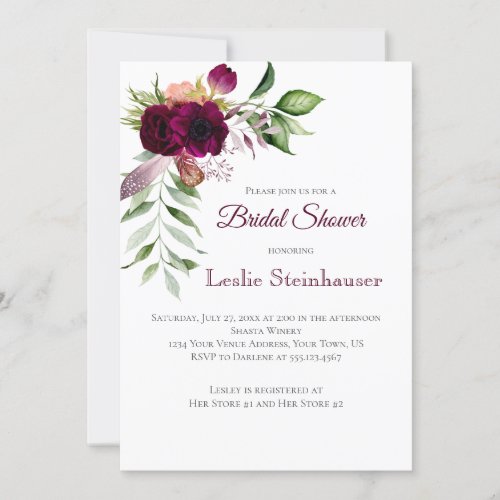 Bohemian Floral Romance Bridal Shower Invitation