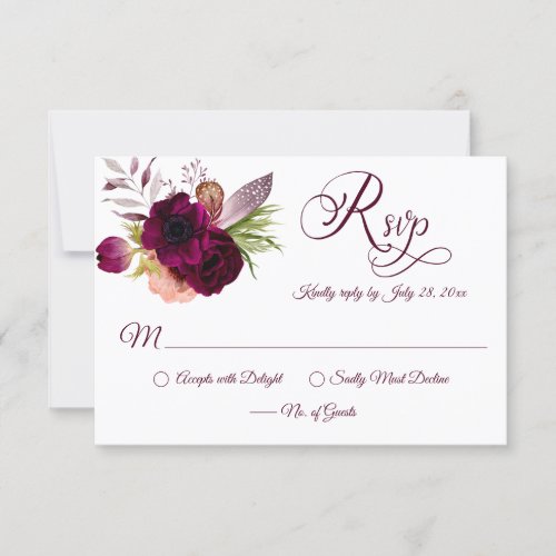 Bohemian Floral Romance RSVP Cards