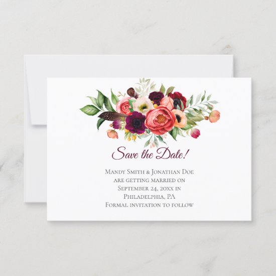 Bohemian Floral Romance Save The Date