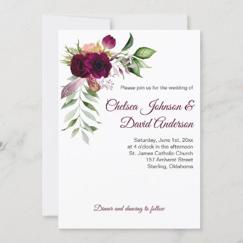 Bohemian Floral Romance Wedding Invitations