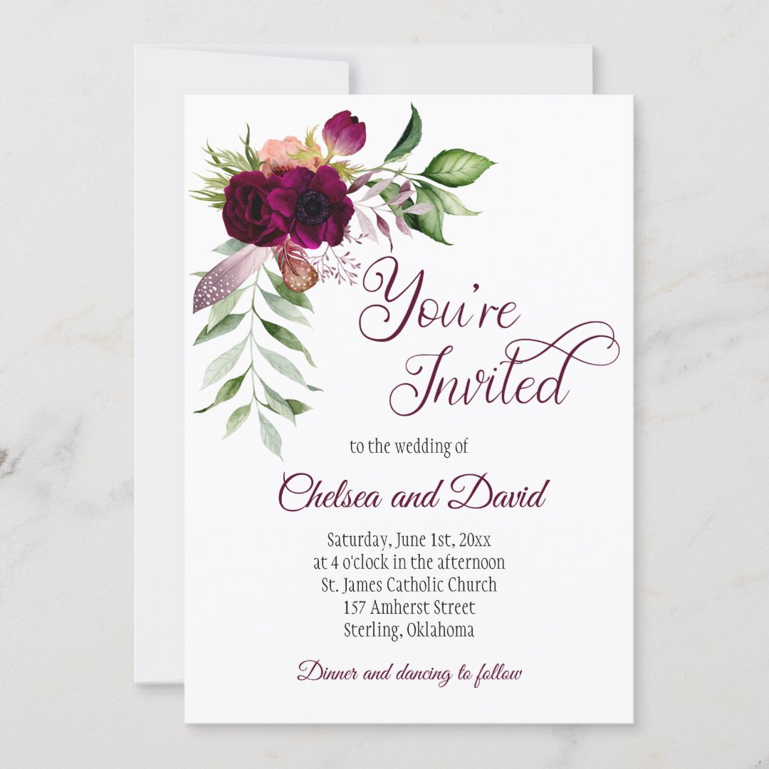 Bohemian Floral Romance Wedding Invitations | Zazzle