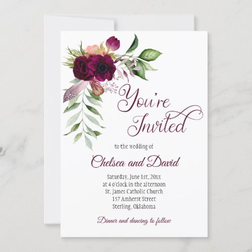Bohemian Floral Romance Wedding Invitations