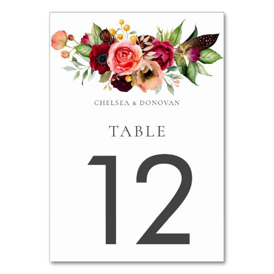 Bohemian Floral Romance Wedding Table Cards