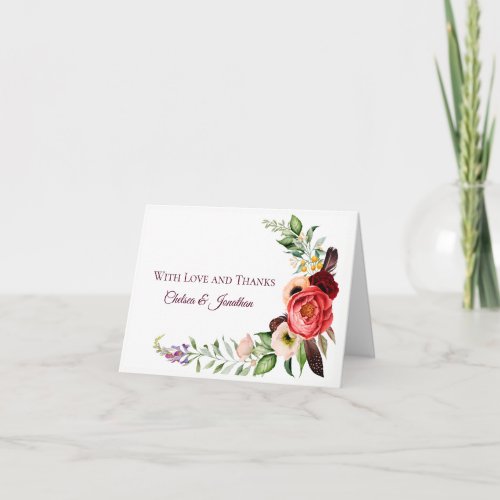 Bohemian Floral Romance Wedding Thank You Cards