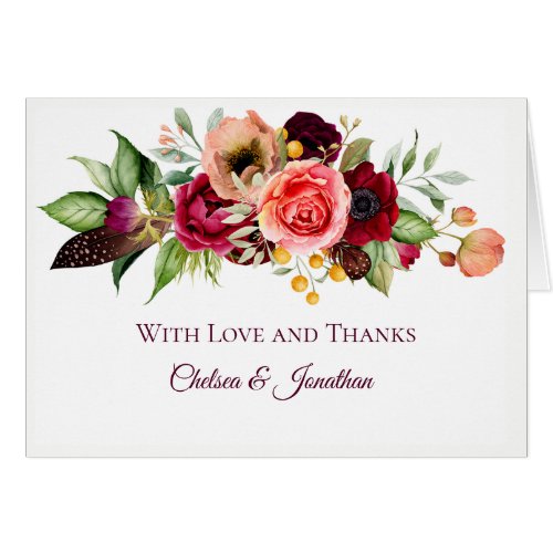 Bohemian Floral Romance Wedding Thank You Cards