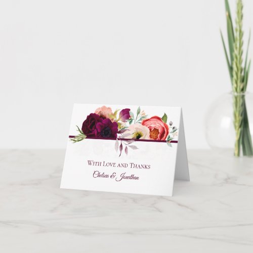 Bohemian Floral Romance Wedding Thank You Cards