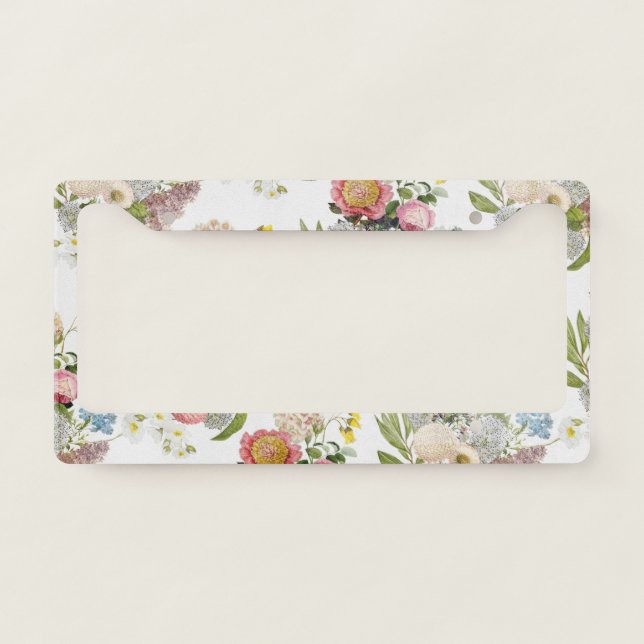 Bohemian Floral Romantic pattern License Plate Frame (Front)