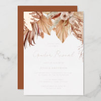 Bohemian Floral Rose Gold Gender Reveal Party Foil Invitation