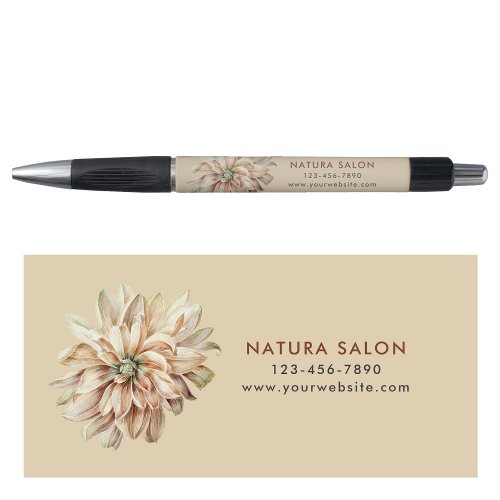 Bohemian Floral Salon Business Promotional Beige Pen