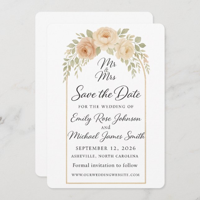Bohemian Floral Save The Date (Front/Back)