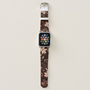 Bohemian floral seamless pattern with dark brown b apple watch band