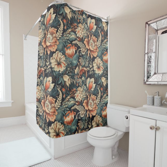 Bohemian Floral Shower Curtain (In Situ)