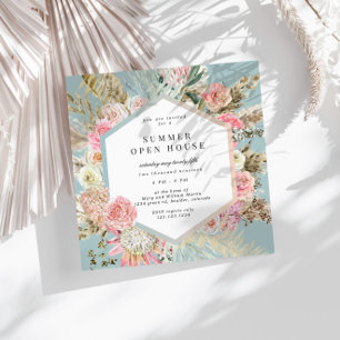 Bohemian Floral Square Open House Invitation
