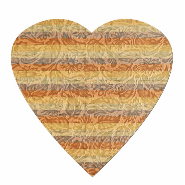 Bohemian Floral Stripes Heart Statuette (Front)