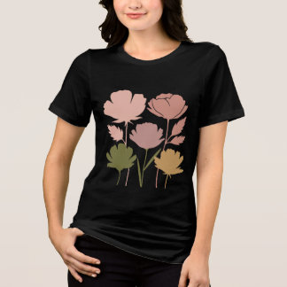 Bohemian Floral T-Shirt - Earth Tone Flowers Tri-Blend Shirt