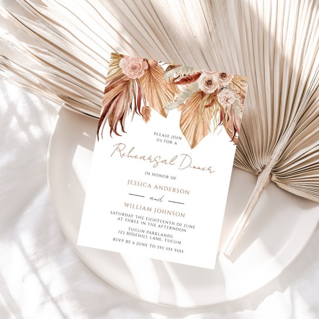 Bohemian Floral Terracotta Boho Rehearsal Dinner Invitation (Creator Uploaded)