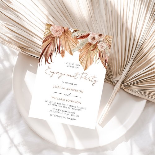 Bohemian Floral Terracotta Engagement Party Boho Invitation