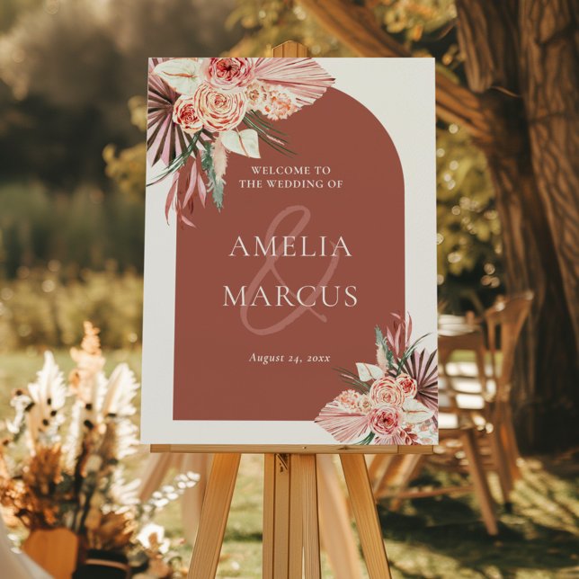 Bohemian Floral Terracotta & Ivory Wedding Foam Board (Creator Uploaded)