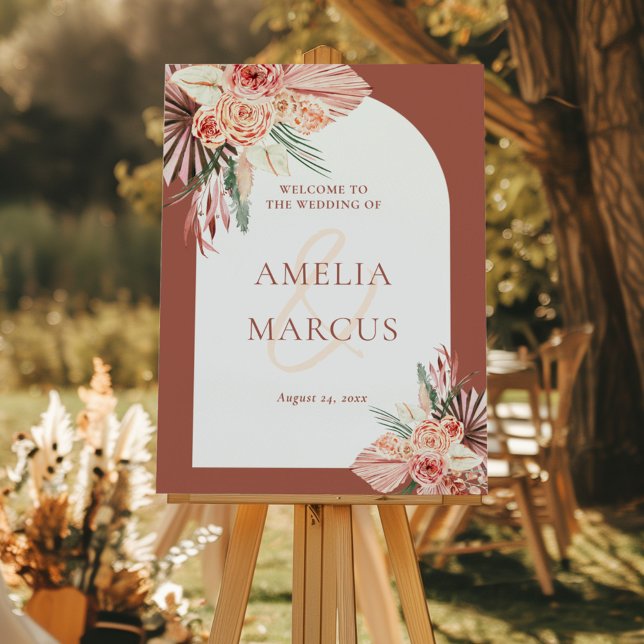 Bohemian Floral Terracotta & Ivory Wedding Foam Board (Creator Uploaded)