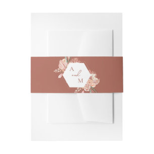 Bohemian Floral Terracotta & Ivory Wedding Invitat Invitation Belly Band