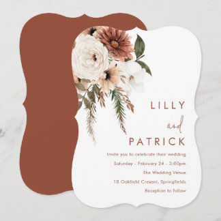 Bohemian Floral Terracotta Trending Wedding Invitation
