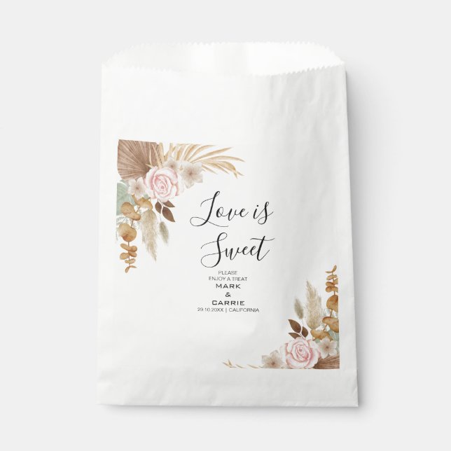 Bohemian Floral Terracotta Wedding Favor Bag (Front)