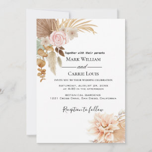 Bohemian Floral Terracotta Wedding Invitation
