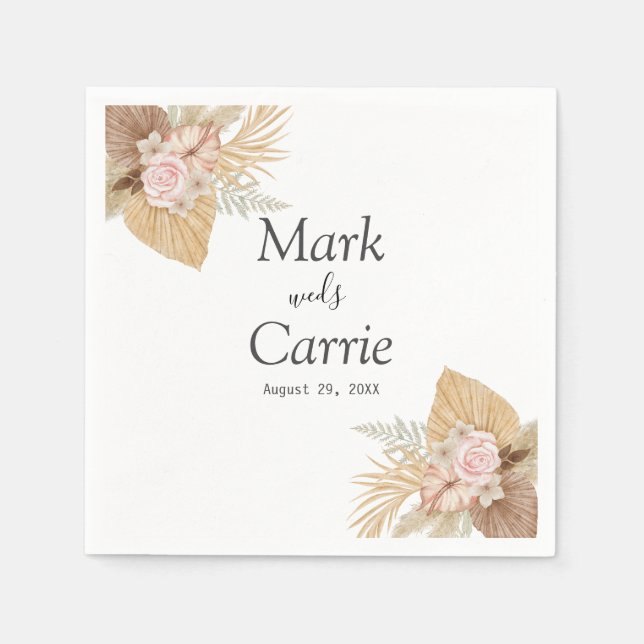 Bohemian Floral Terracotta Wedding Napkins (Front)