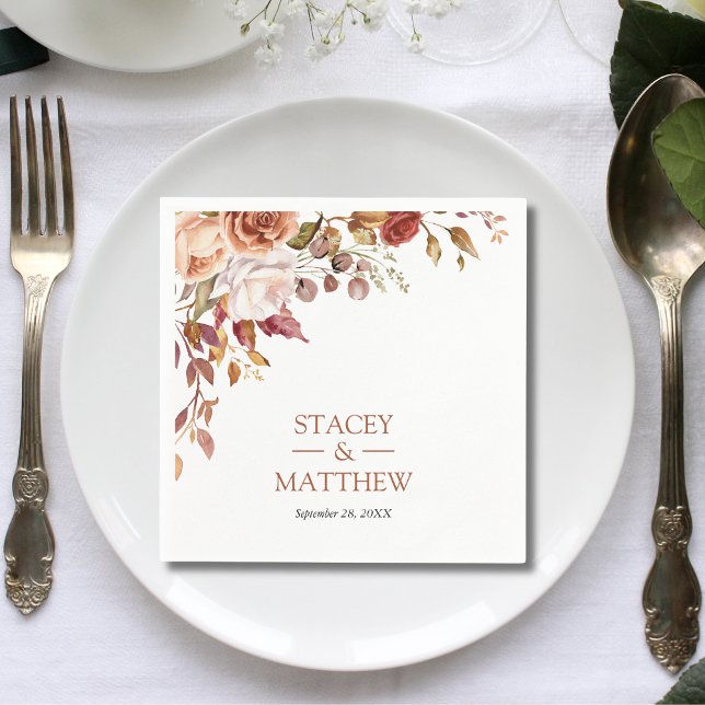 Bohemian Floral Terracotta Wedding Napkins (Creator Uploaded)