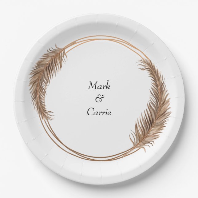 Bohemian Floral Terracotta Wedding Paper Plates (Front)