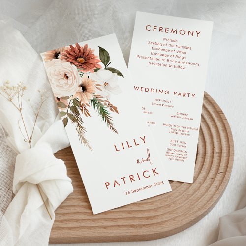 Bohemian Floral Terracotta Wedding Program