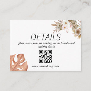 Bohemian Floral Terracotta Wedding QR Code Enclosure Card
