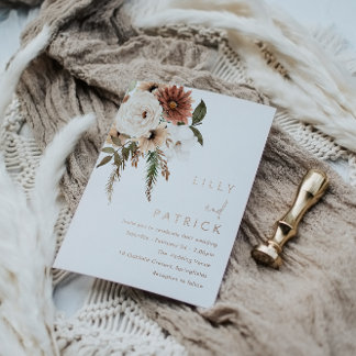 Bohemian Floral Terracotta Wedding Rose Gold Foil Invitation