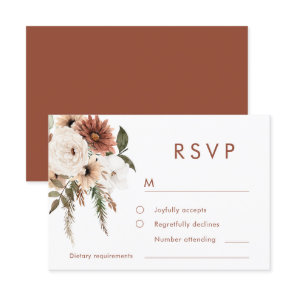 Bohemian Floral Terracotta Wedding RSVP Card
