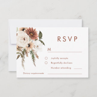  Bohemian Floral Terracotta Wedding RSVP Digital Invitation