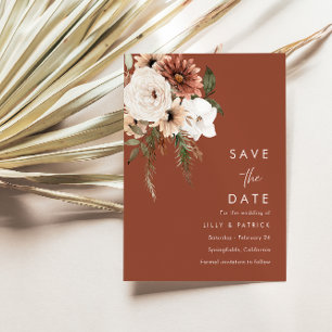 Bohemian Floral Terracotta Wedding Save The Date