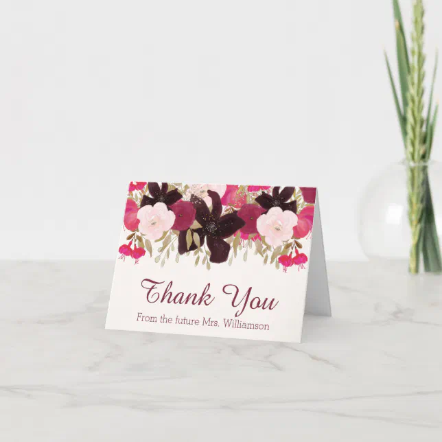 Bohemian Floral Thank You From the Future Mrs Card | Zazzle