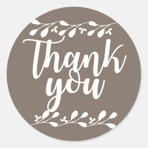 Bohemian Floral Thank You Sticker with Leaf Detail