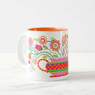Bohemian Floral Two-Tone Coffee Mug
